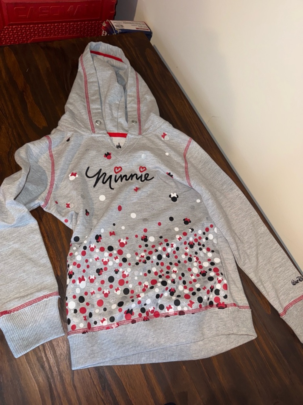 Disney Gray Hoodie with Red Trim